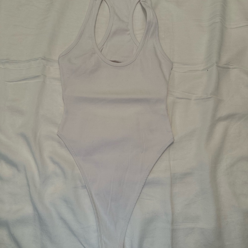 Naked Wardrobe White Ribbed Bodysuit